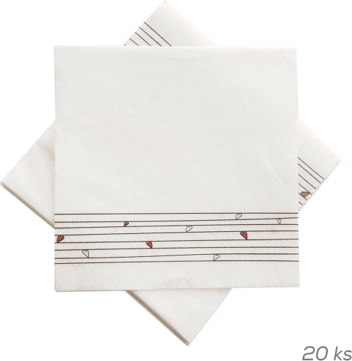 Papirservietter hjerter 33 × 33 cm, 20 stk
