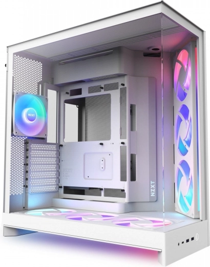 NZXT H9 Flow RGB+ hvid ATX mid-tower kabinet med vindue