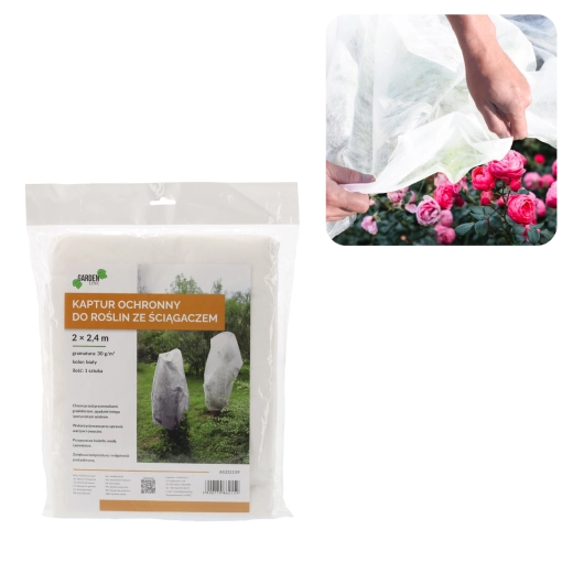 Beskyttende vinterovertræk til planter 2 × 2,4 m med snøre, 30 g, hvid