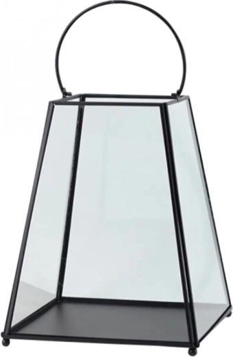 Minimalistisk konisk metal- og glaslanterne 21 × 21 × 26,5 cm