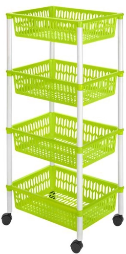 Kurvereol på hjul, 4 niveauer, 40 × 30 × 89 cm, plast