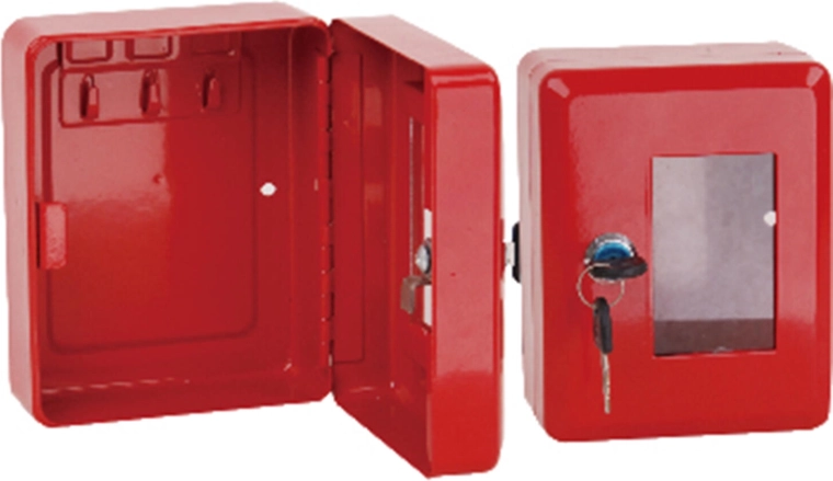 Brandnøgleskab med hammer, rød 150 × 120 × 80 mm