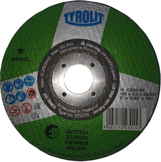 Skæreskive til sten og støbejern 125 × 2,5 × 22,2 mm