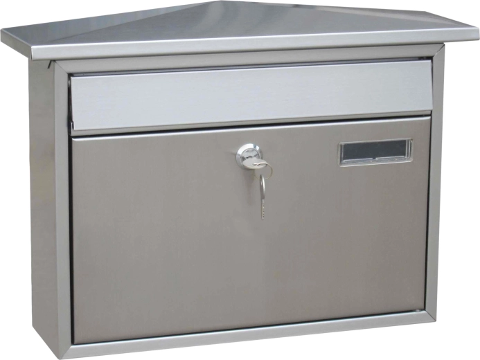 Postkasse i rustfrit stål med spidst tag JAD