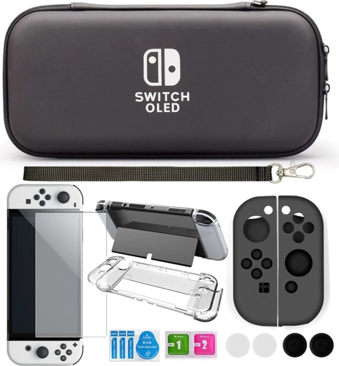 Beskyttelsesetui og tilbehørssæt til Nintendo Switch OLED - 1 stk.
