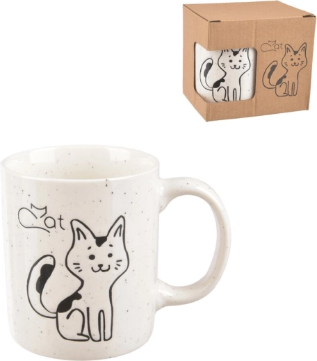 Hvid porcelænskop med kattemotiv
