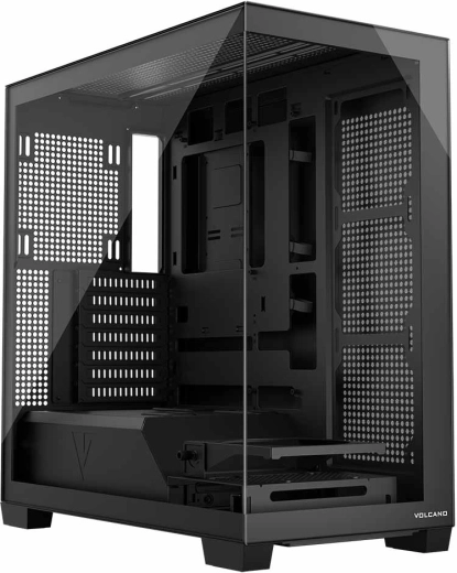 PC-kabinet Volcano Stellar Midi NF, sort, uden blæsere