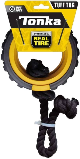 Tonka gummi mega træklegetøj med reb til hunde 38 cm