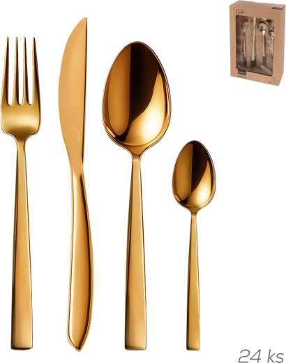 Sæt med rustfrit bestik Gold 24 dele