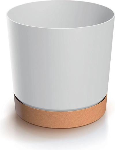 Blomsterpotte Tubo PM med underskål 10,8 cm – hvid/naturo eco
