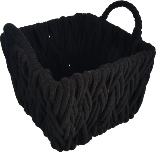 Sort flettet opbevaringskurv i bomuld 29 × 29 × 27 cm