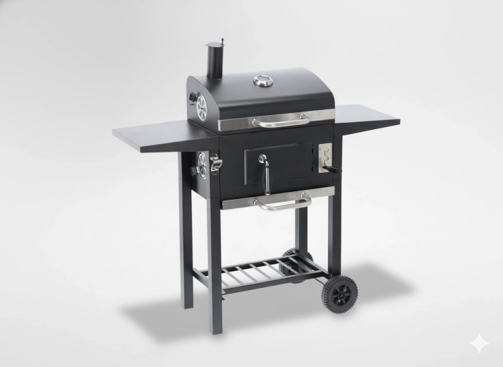 Havekulgrill Inferno med låg, termometer og hjul