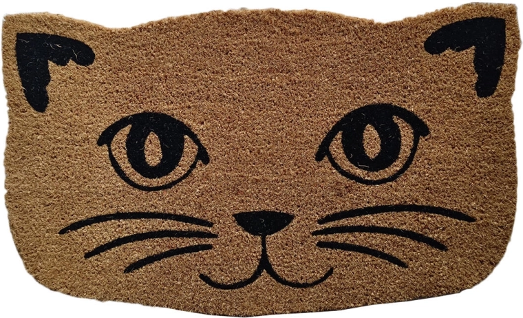 Dørmåtte af kokosfiber og PVC med kattemotiv 45 × 75 cm