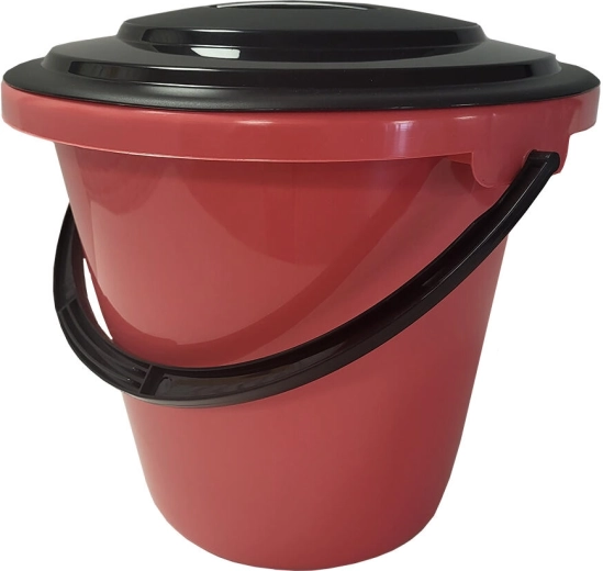 Plastspand med låg og måleskala 16 l – mix af farver