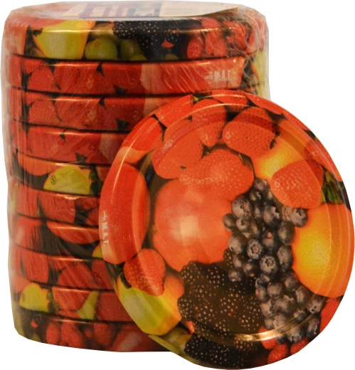 Twist-låg 66 med frugtdekoration, 10 stk.