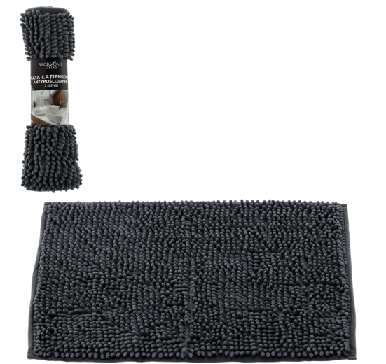 Badeværelsesmåtte i skridsikker chenille 40 × 60 cm grå