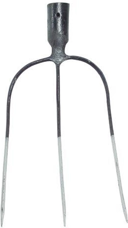 Smedede høtyve med 3 tænder uden skaft