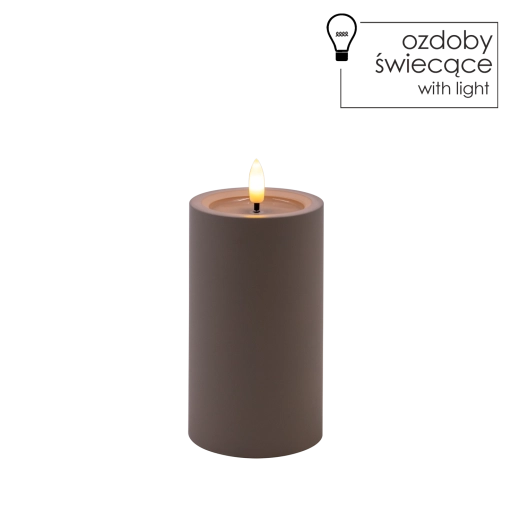 LED stearinlys grå 7 × 12,5 cm med flimrende flamme