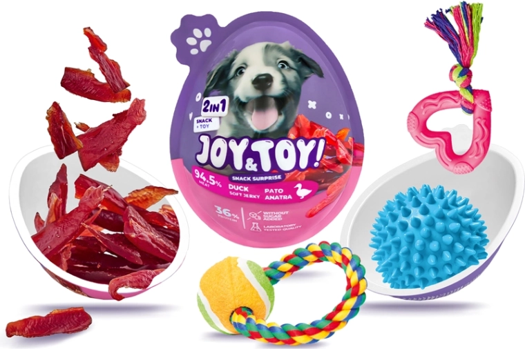 Joy&Toy æg til hunde med overraskelse – ande soft jerky og legetøj