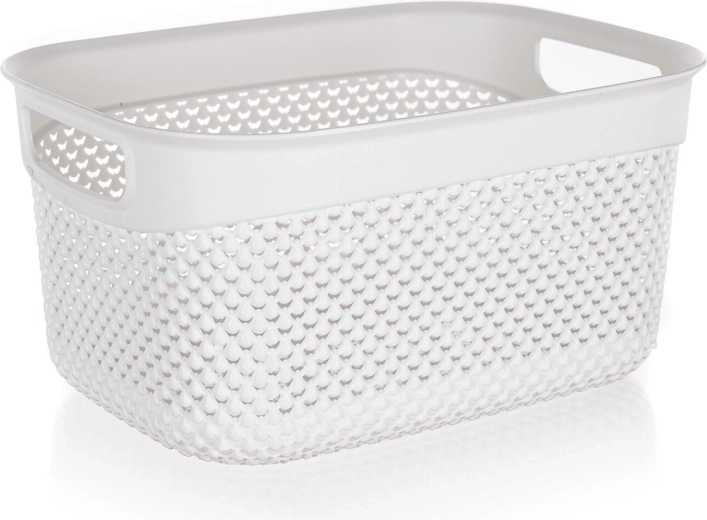 Plastopbevaringskurv i rattanlook hvid 23 × 17 × 12 cm, 3,3 l