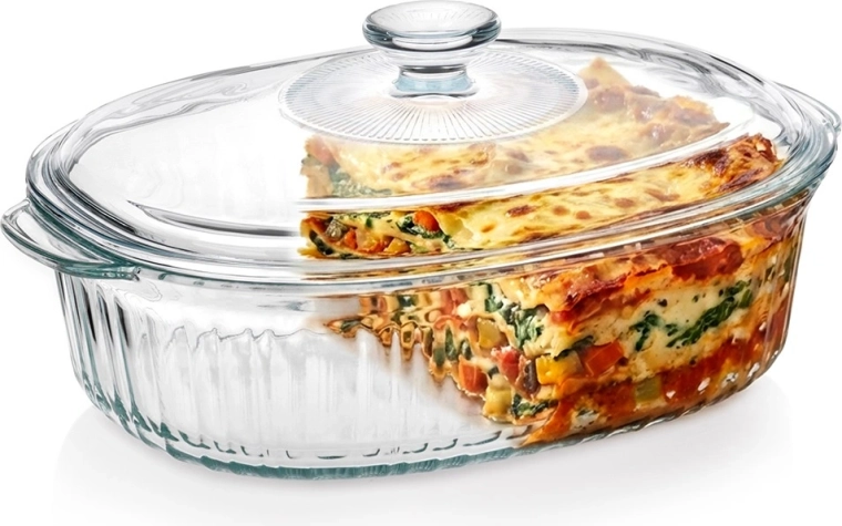 Glas ildfast bradepande med låg 2,5 l