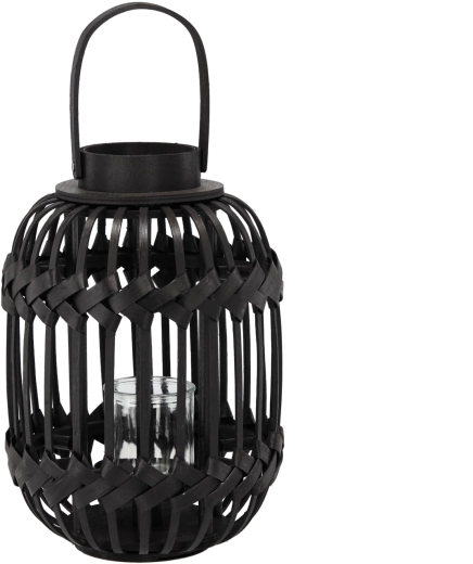 Sort lanterne-lysestage med glasindsats