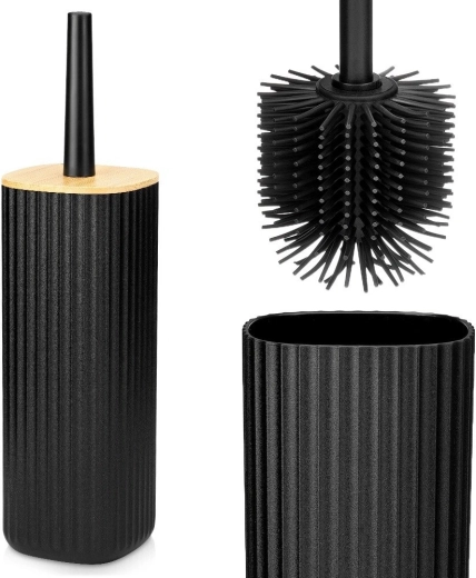 Vilde silikone-WC-børste med holder, sort, 36 cm