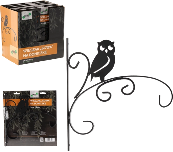 Vægmonteret planteholder Ugle 30 × 28 cm, sort metal