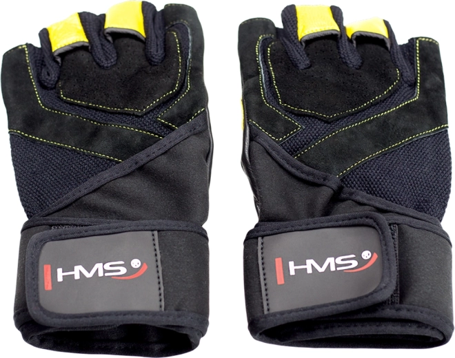 Fitnesshandsker med håndledsrem HMS, gule – S