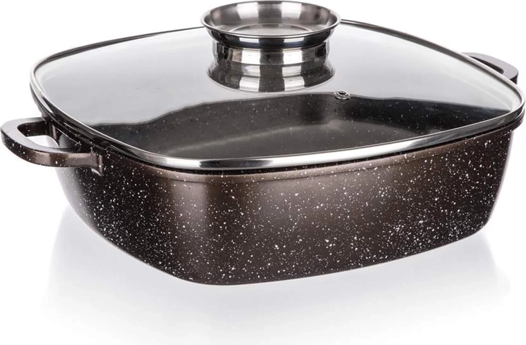 Bradepande med låg 28 × 28 × 7,5 cm Premium Dark Brown med nonstick-belægning