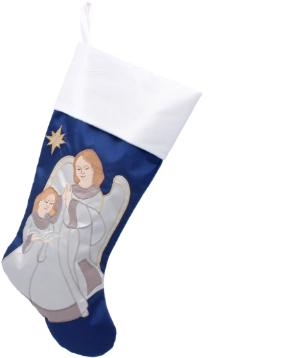 Julestrømpe med engle – tekstildekoration med ophængsrem