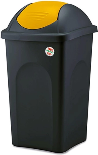 Vippeaffaldsspand MULTIPAT 60 l, sort-gul, plast