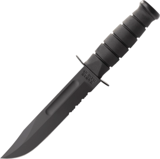 KA-BAR taktisk kniv med fast klinge, delvist savtakket æg, sort Kraton, Kydex-skede 17,9 cm