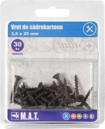 Gipsskruer 3,5 × 25 mm med grov gevind, fosfateret (30 stk.)