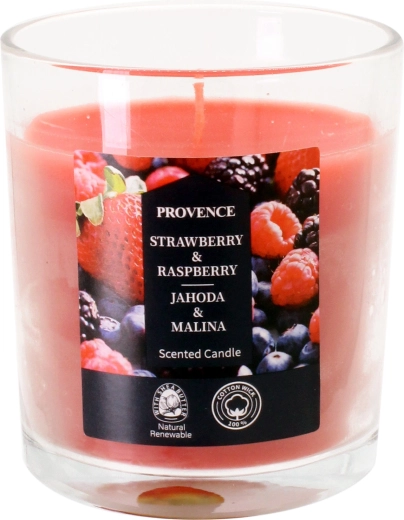 Duftlys i glas jordbær og hindbær 7 × 8 cm