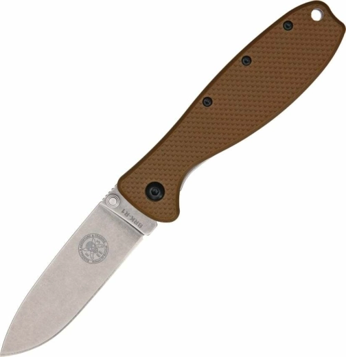 ESEE Zancudo foldekniv Coyote Brown 7,7 cm, stonewash, brun, FRN