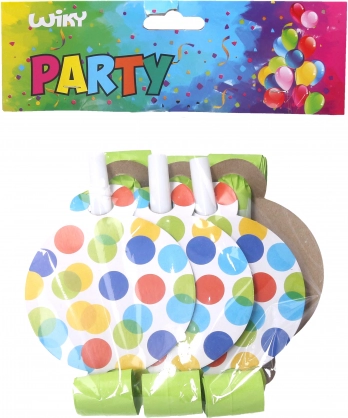 Partyblæsere med prikker 6 stk
