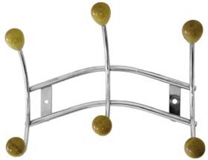 Væghængt knagerække med 3 kroge, krom med træknopper 16 × 23,5 cm