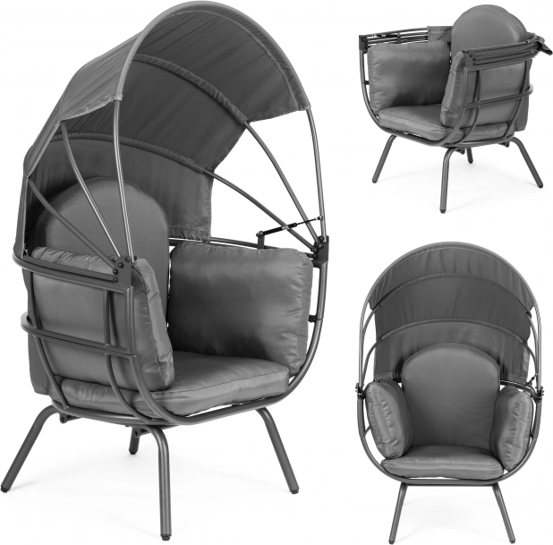 Have lænestol med justerbar baldakin, grå ModernHome