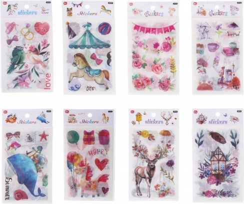 Papirklistermærker mix af motiver 18,5 × 10 cm, 6 ark