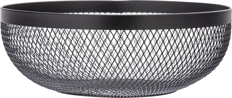 Rund frugtkurv i metal, sort, 26 cm