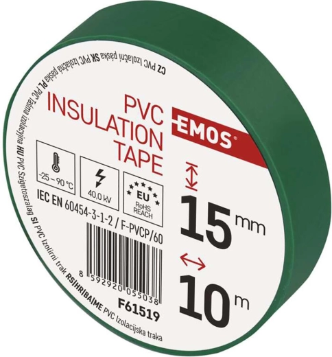 Isolerende PVC-tape 15 × 10 m, grøn
