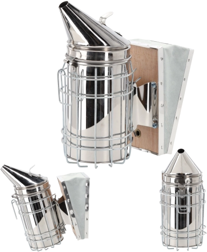 Rustfri biavlerrøgpuster 28 cm med kraftig læderbælg