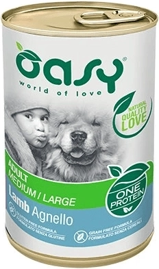 Oasy One Protein paté til voksne hunde af mellemstore og store racer – lam 400 g
