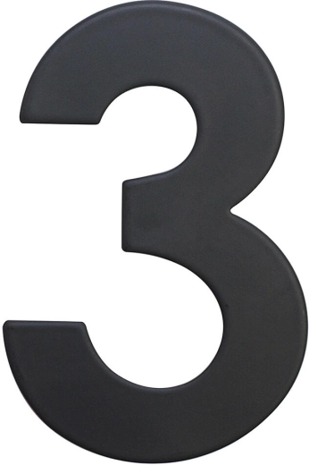 Husnummer 3, 75 mm, rustfrit stål, mat sort