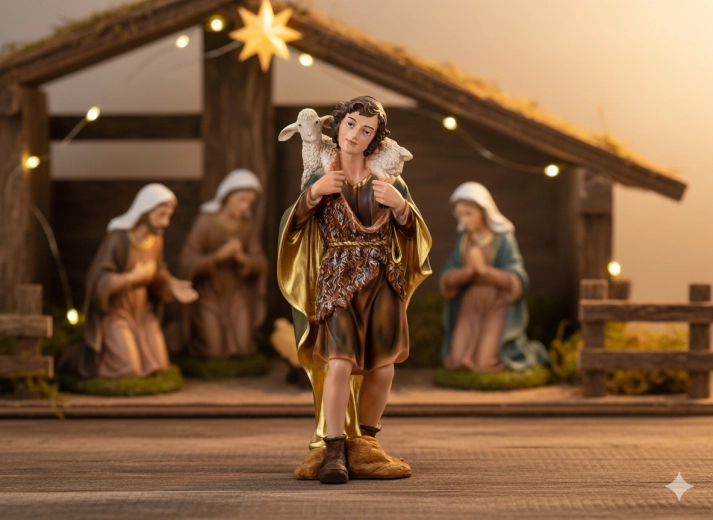 Krybbefigur: hyrde fra Betlehem 70 cm i polyresin