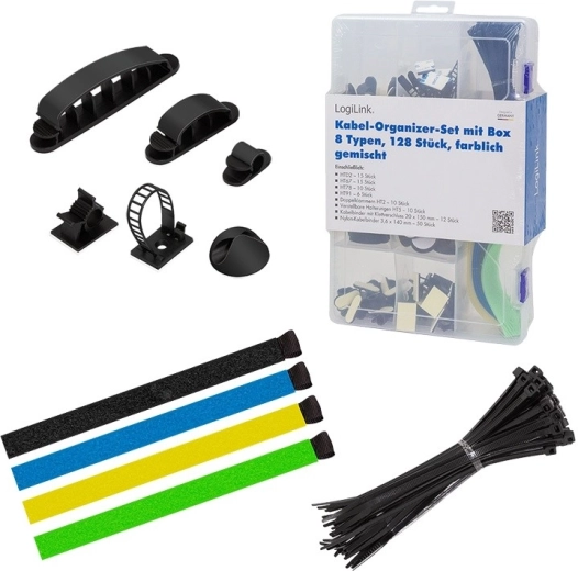 Sæt kabelorganisatorer, 8-delt