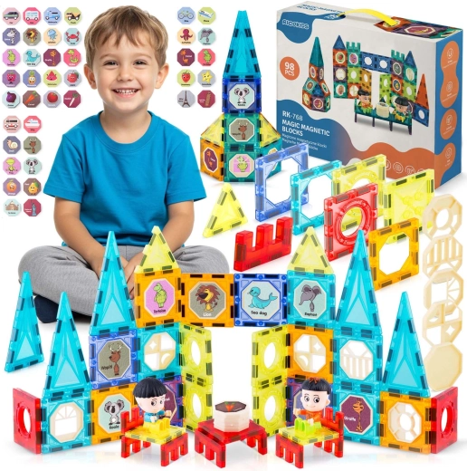 Ricokids magnetisk byggesæt XXL – tårn og karrusel (ca. 98 dele)