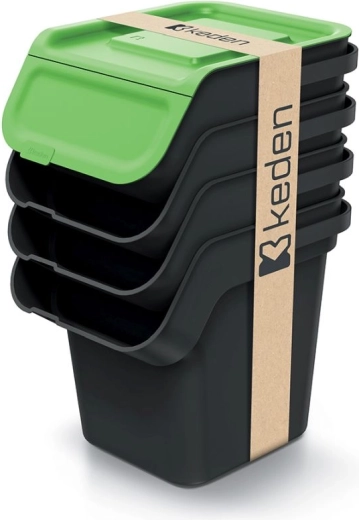 Sæt af sorteringsspande Kaddi Q med filter 4×20 l, genanvendt plast