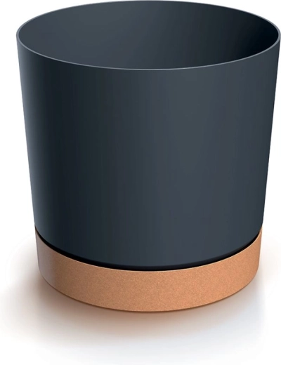 Blomsterpotte med underkop TUBO 10,8 cm antracit Naturo ECO